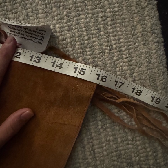 ASOS DESIGN real suede mini skirt with fringing detail in tan - Picture 9 of 12